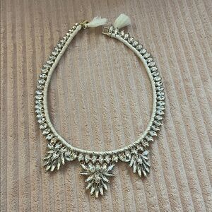 Crystal Statement Necklace in Cream and Gold